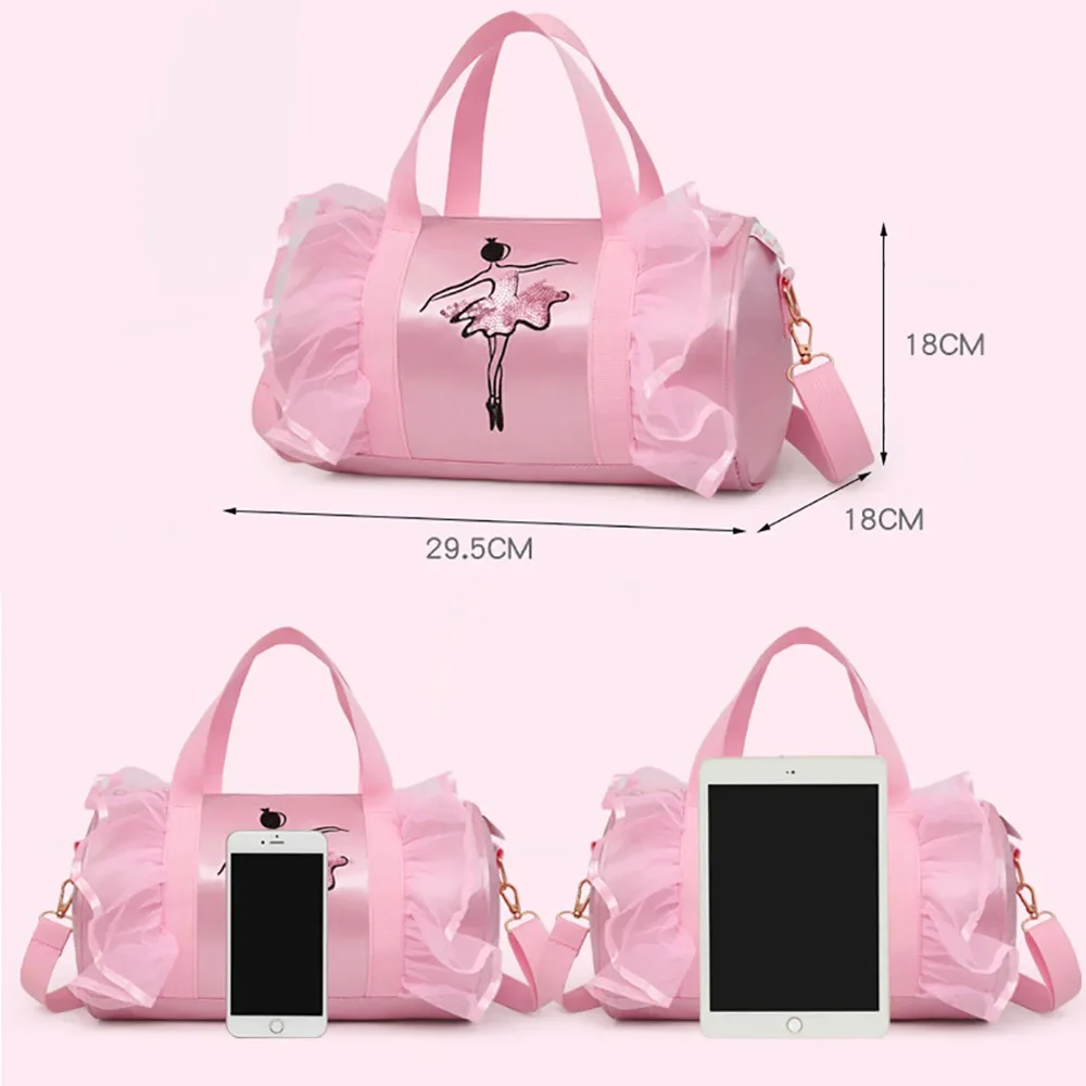 Borse da ballo per balletto rosa ragazze sport danza zaino per bambini barili per bambini pacchetto borsa Costume vestiti scarpe borsa per abiti