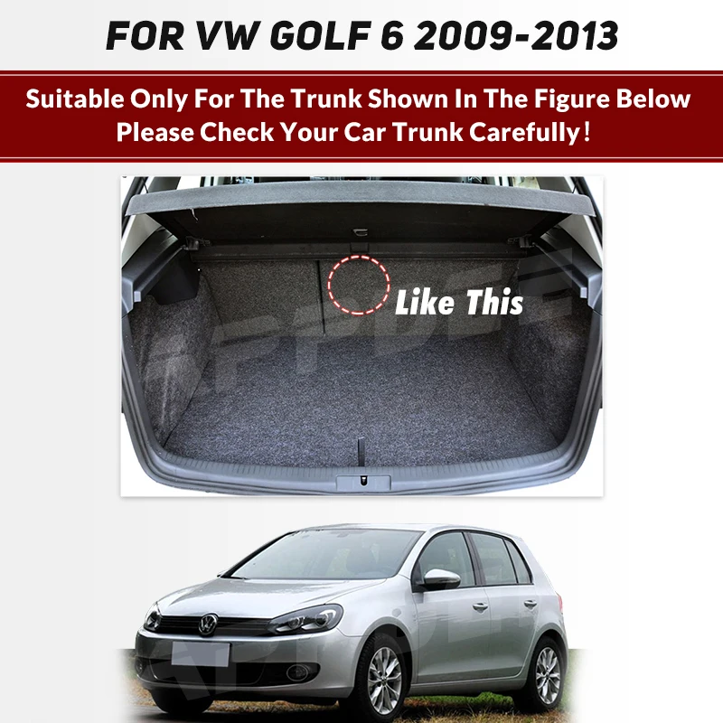 Auto Full Coverage Trunk Mat For VOLKSWAGEN VW Golf 6 2009-2013 12 11 10 Car Boot Cover Pad Interior Protector Accessories