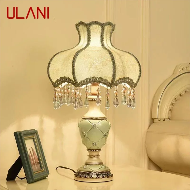 ULANI European Table Lamp Luxurious Living Room Bedroom Study Villa Hotels LED Warm Creativity Bedside Desk Light