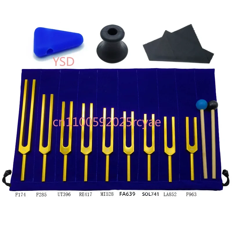 9 gold aluminum tuning fork set 174HZ285396417528639741852963HZ musical instrument accessories