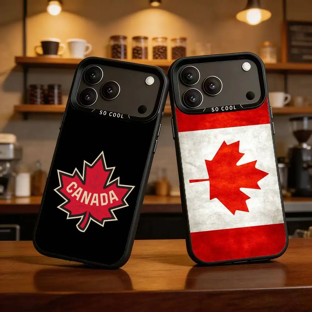 

CANADA Phone Case For iPhone 17,16,15,14,13,12,Pro MAX Black Matte Shockproof Cover