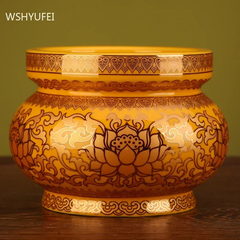 Buddha Hall Offer Table Ceramics Fruit Dish Oil Lamp Creativity Home Decoration Craft Traditional Buddhism Worship Supplies