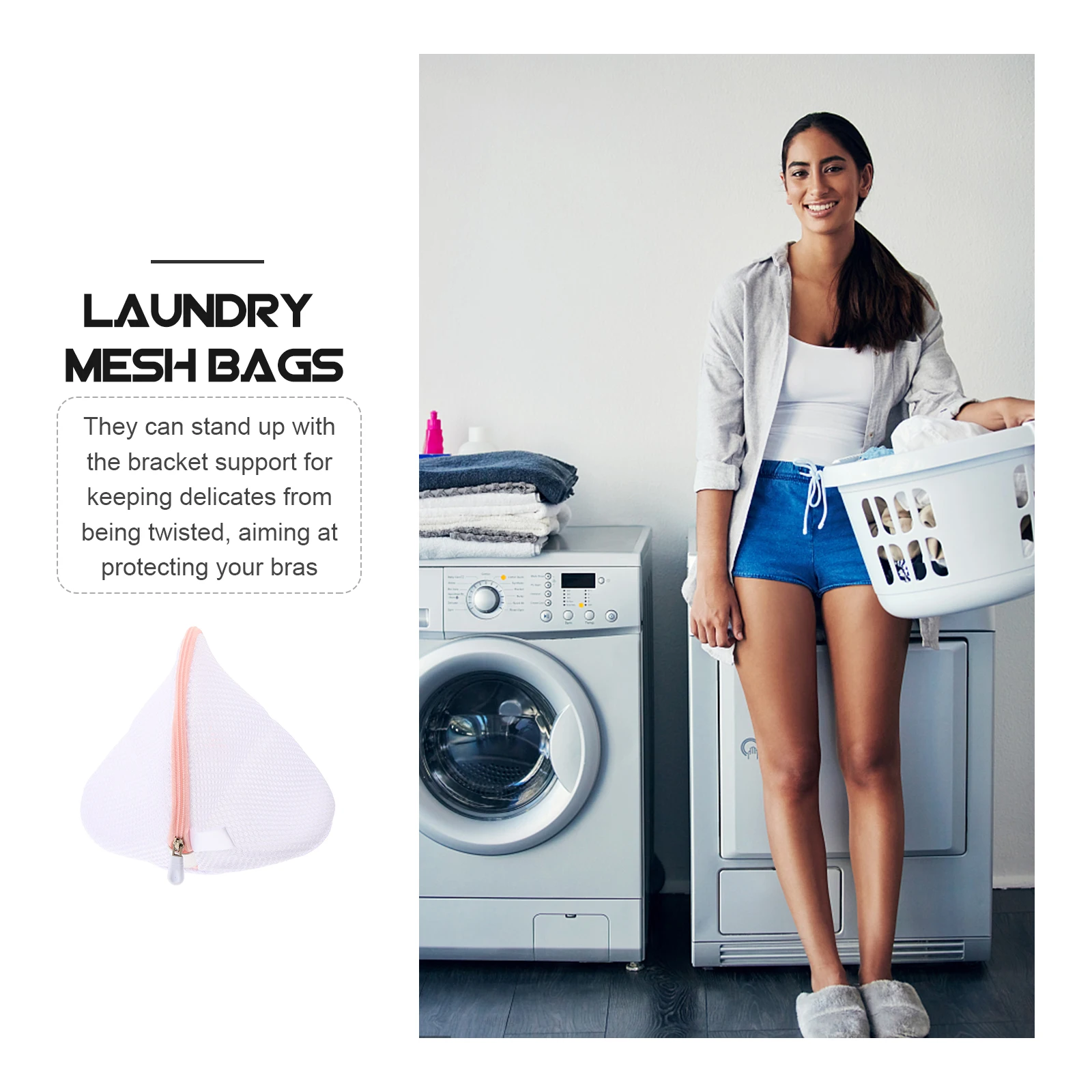 

1pc Zippered Mesh Laundry Bags Delicate Bra Lingerie Panties Washing Bags Shell Bracket Protection Net (Pink)