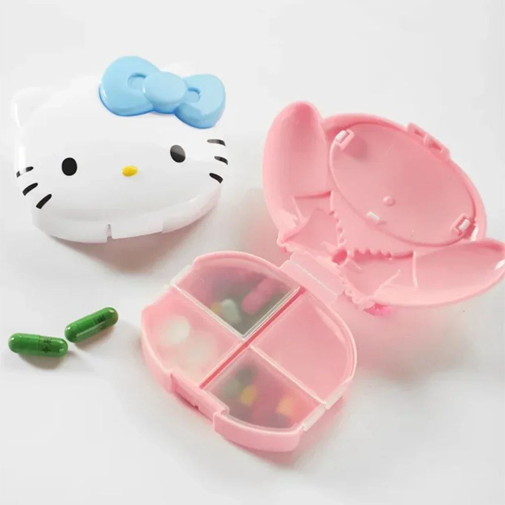 

Мини-портативная коробка для таблеток Sanrio Hellokitty, милый органайзер для лекарств My Melody, контейнер для хранения таблеток, диспенсер для лекарств