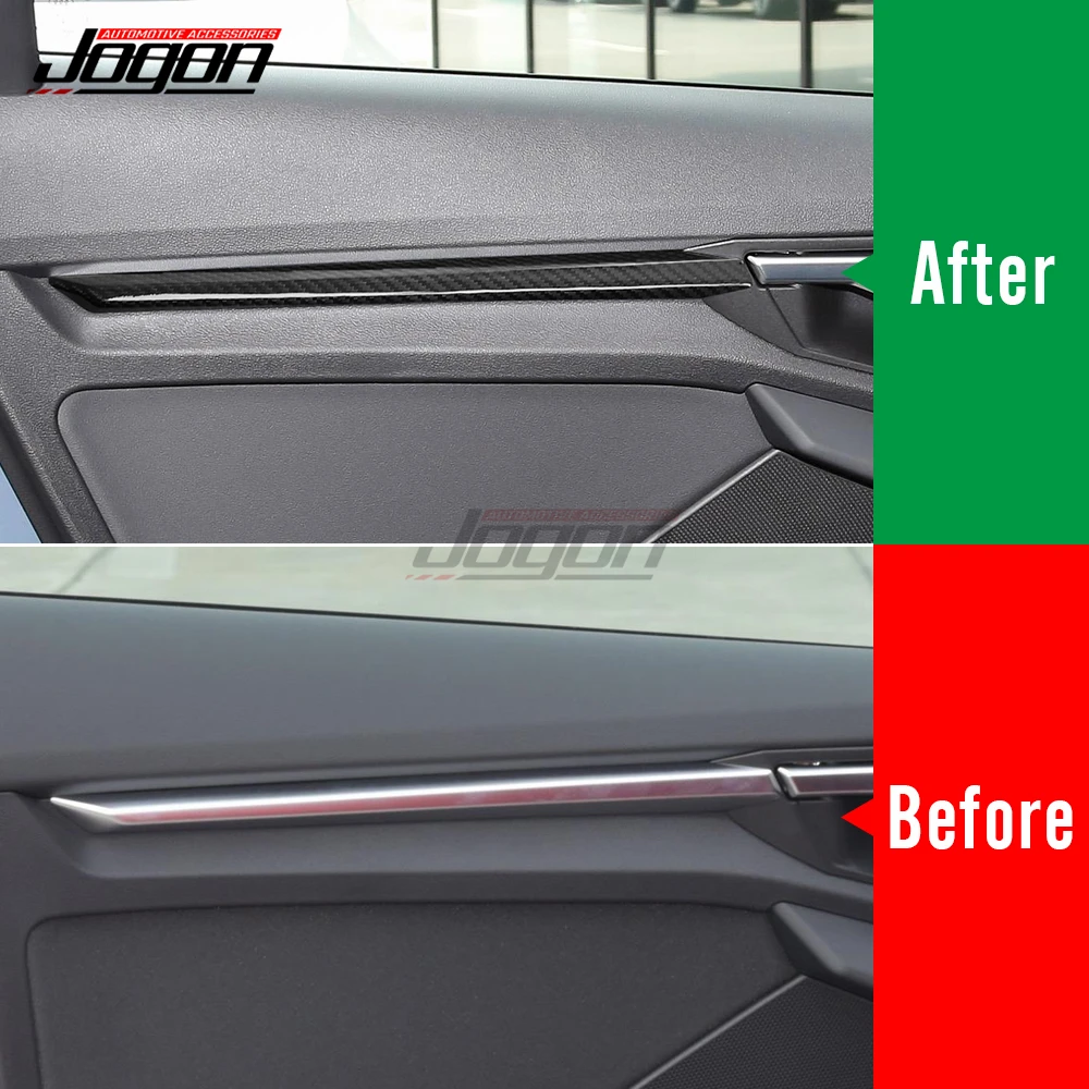 4pcs Real Carbon Fiber Car Interior Door Panel Sticker Cover Trim For Audi A3 8Y 2021 2022 Car Decoration Styling