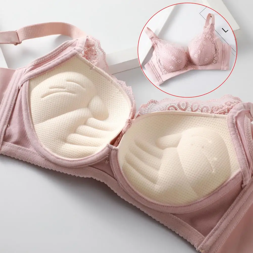 Bra wanita tanpa kawat, Bra renda pita olahraga dengan tali bahu tanpa kabel 3d Cup tahan guncangan desain Push-up untuk pakaian Yoga