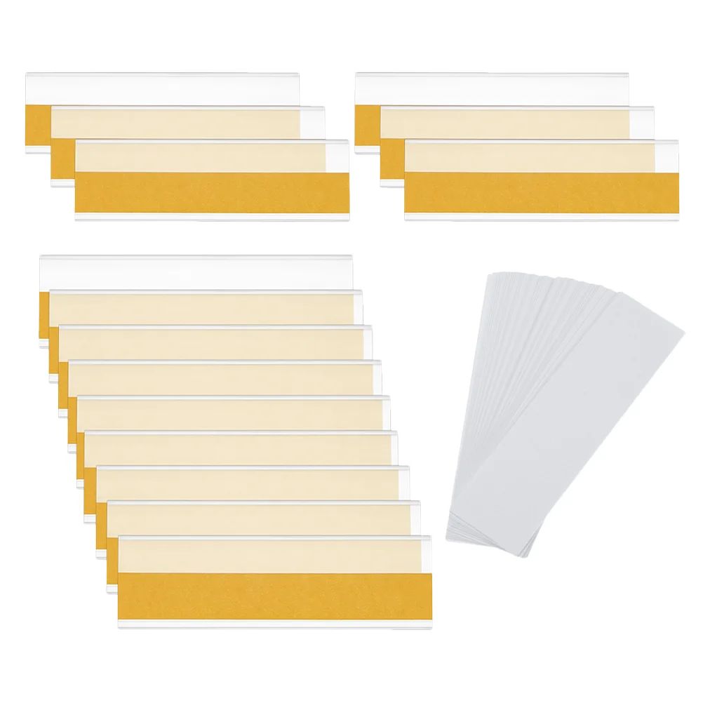

30 Sets Self Adhesive Label Holder Pockets Clear PVC Shelf Price Signs Replaceable Inserts Material Office Supermarket