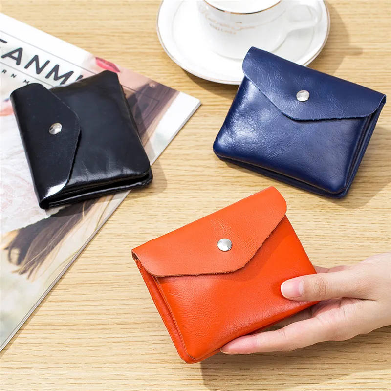 

New Mini Retro Oil Wax Leather Women's Wallets Small Cowhide Coin Purse Money Pouch Clutch Bag Credit ID Card Holder Case