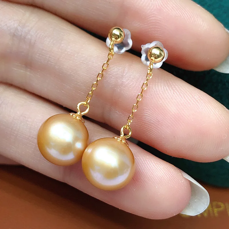 

Natural Freshwater Pearl Earringss925Sterling Silver Dold Pearl Earrings Female Leather Light Delicate Show Elegant Jewelry Whol
