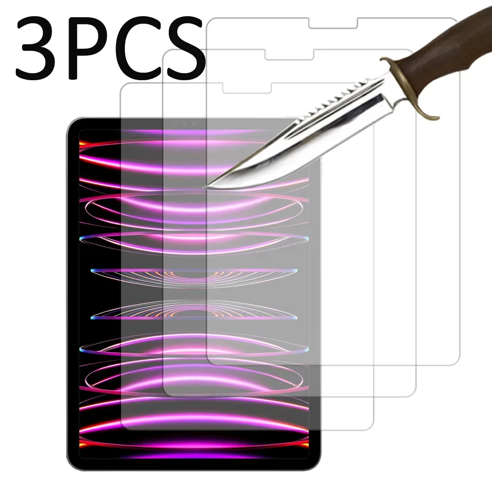 3Pcs Tempered Glass Screen Protector For iPad Pro 2024 Air M2 11 Inch Pro 11 12.9 Air4 5 2022 2021 2018 HD 6th Scratch Resistant