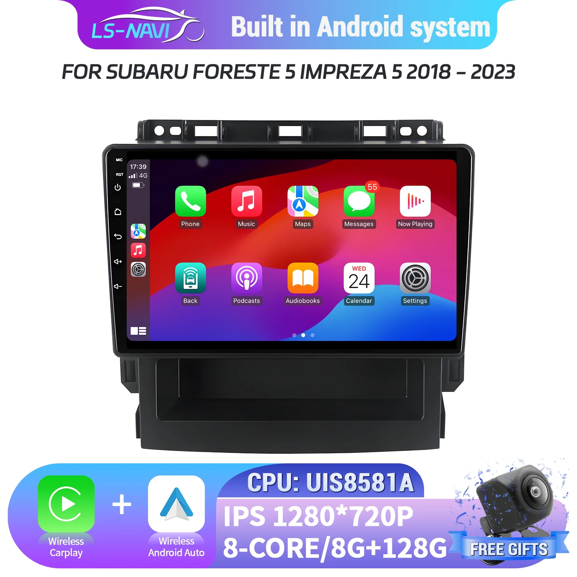 

For Subaru Foreste 5 Impreza 5 2018-2023 Car Radio Multimedia Navigation 4G GPS Android 14 Wireless BT Carplay Head Unit Screen