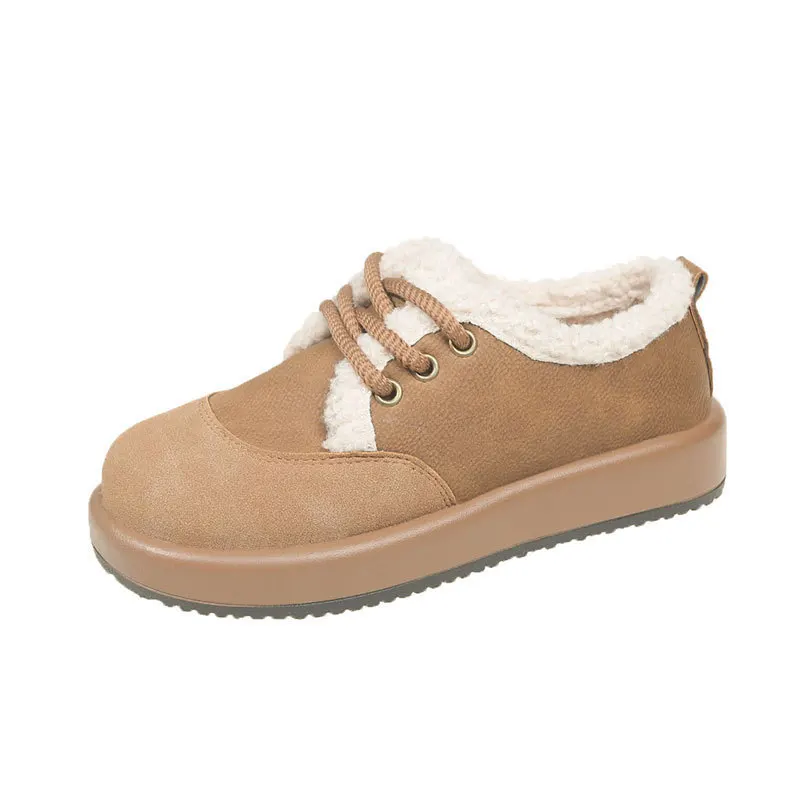 【2025 AW】Maillard chaussures femmes fausse fourrure doublé semelle souple à lacets confort chaussures Style rétro hiver mocassins chauds