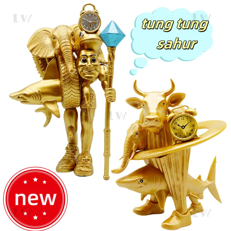 شخصيات ذهبية إيطالية من Brainrot Tung Tung Sahur Tralalero Tralala Bombardino Crocodilo Shimpanzini Bananini Fusion Model هدية #2