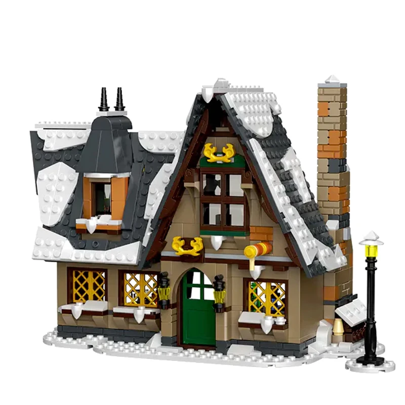 Modular Buildings MOC MouldKing 16049 Christmas Cottage House Model 766PCS Building Blocks Brick Puzzle Toys for Christmas Gift