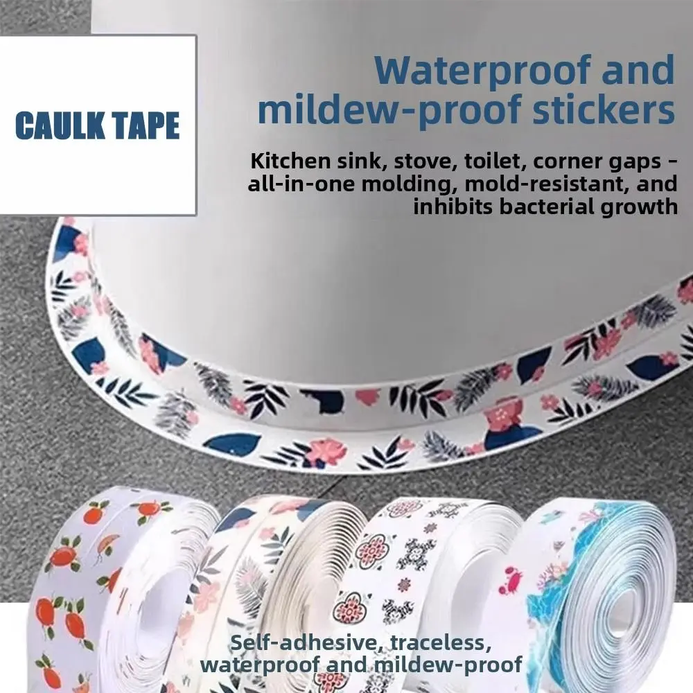 Waterproof Caulk Tape PVC Self Adhesive Sink Sealing Tape Flexible Oil-resistant Toilet Edge Protector for Countertop Bathroom