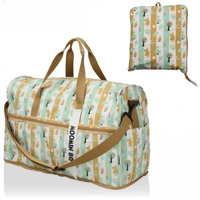 Moomins Hot Cartoon Foldable Travel Duffel Bag Large Capacity Organizer Pouch Portable Handheld Crossbody Luggage Storage Bag view 5