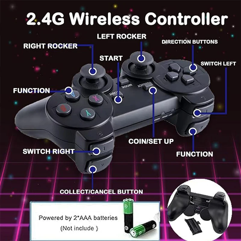 10000+ Games Retro Game Console Stick Wireless Play Game Stick Video Game Stick 4K HDMI Classic Emulators Dual 2.4G Controllers