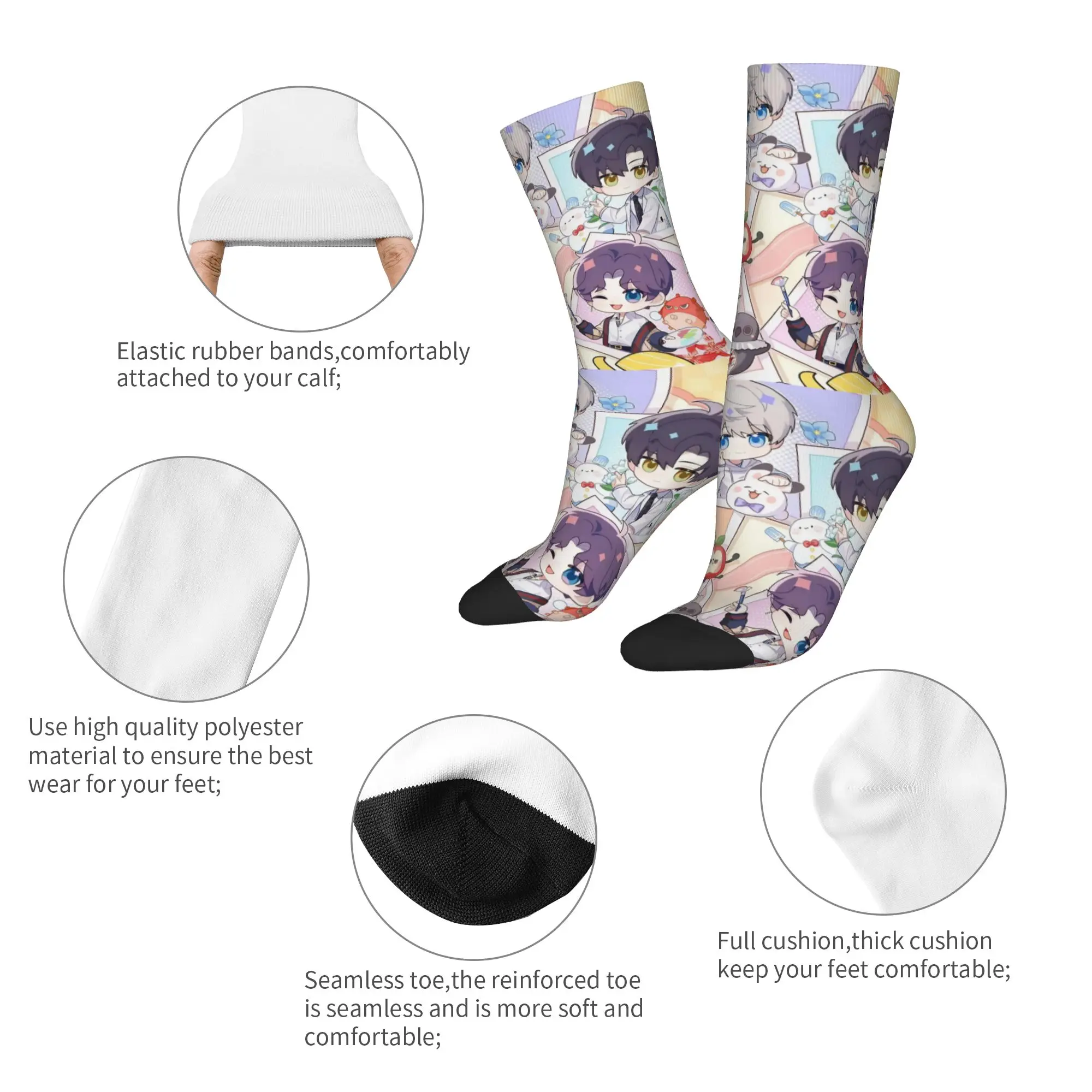 Fashion Men's Socks Sylus Rafayel Zayne Xavier Sock Love and Deepspace Game Skateboard Women Socks Spring Summer Autumn Winter