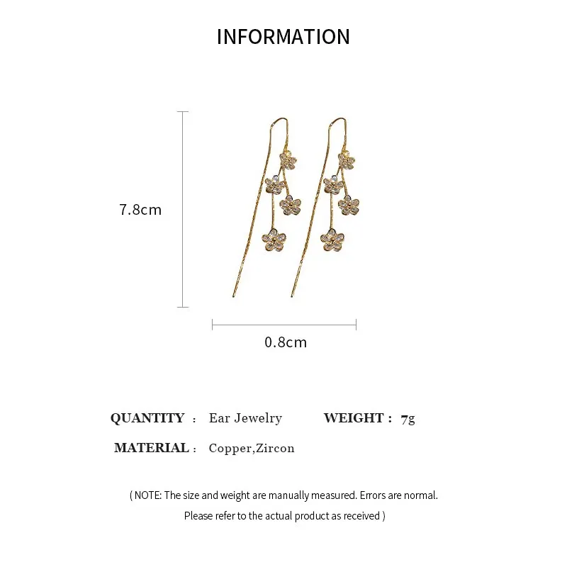 Flower Long Dangle Drop Earrings For Women Shiny Full Zircon Hanging Earring Summer Fashion Ear Jewelry For Party Wedding K0