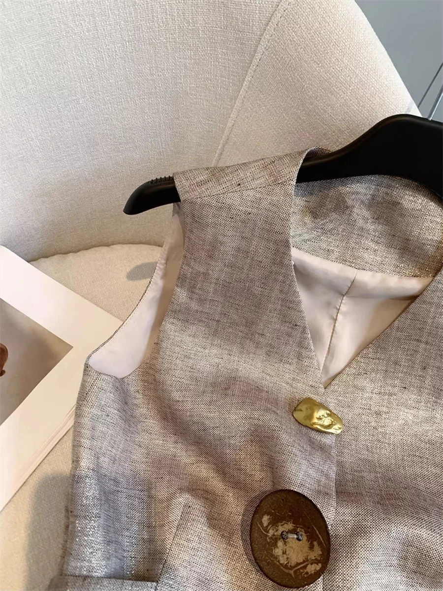 

Ele V-Ne повседневная майка для мужчин и женщин, дизайн с пуговицами, летняя модная верхняя одежда для отдыха