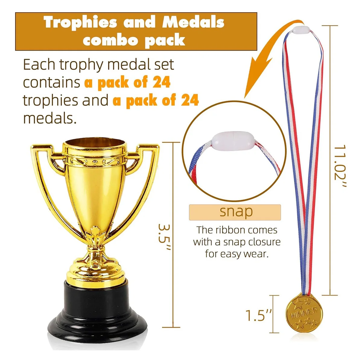 20 Pcs Mini Trophies and 20 Pcs Medals Awards , Winner Medals for Kids and Adults - Perfect for Party Favors