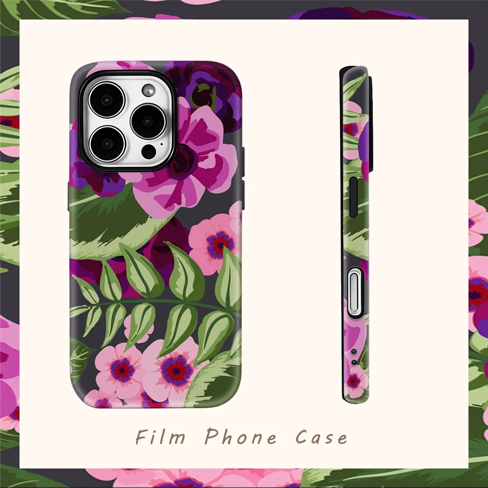 

Чехол для телефона Purple Pink Blooms для IPhone 17AIR 16E 16 15 14 13 12 11 17 Pro Max Plus, двухслойная задняя крышка