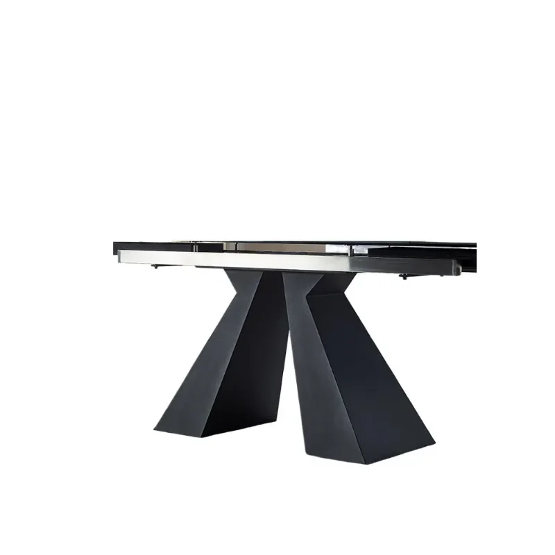 

Italian imported rock slab dining table telescopic modern simple light luxury household small induction cooker bright dining