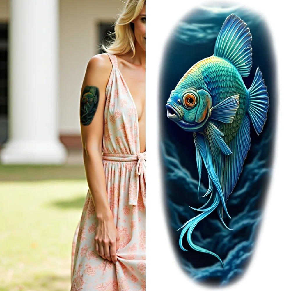 

12 шт., временные татуировки, реалистичные временные татуировки, тропические рыбы, медузы, морские кожи для женщин, рук, взрослых