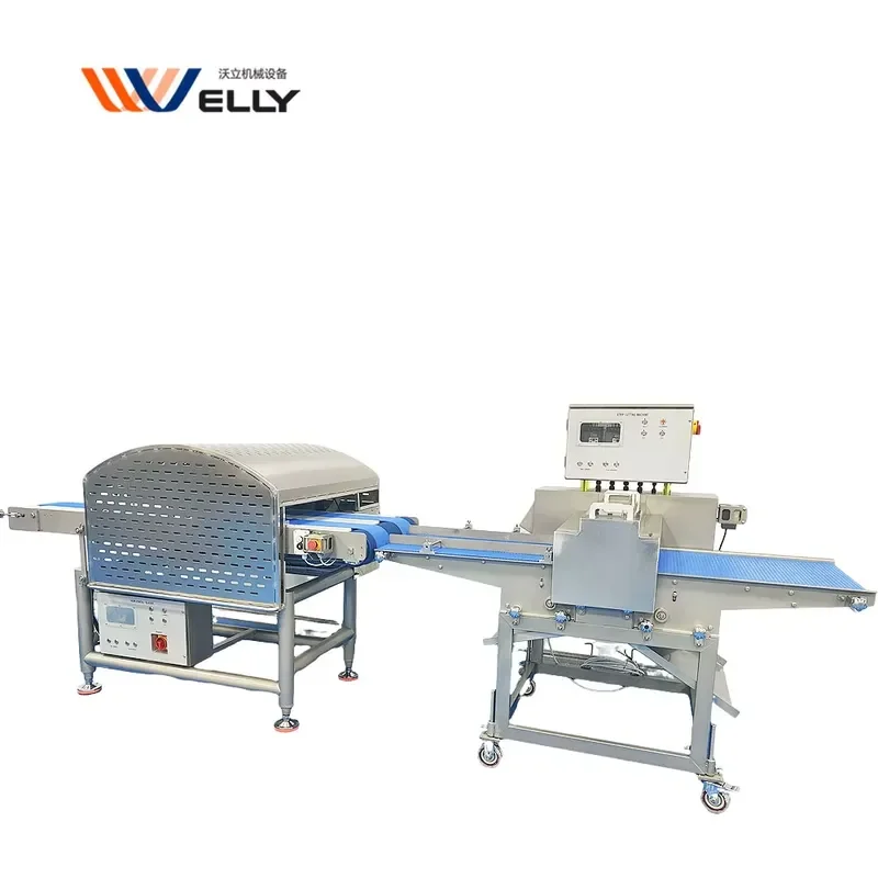 Continuous Operation Double Channel Meat Slicing Line for Fresh Chicken Breast and Beef Fillet Processing 500-600kg/h