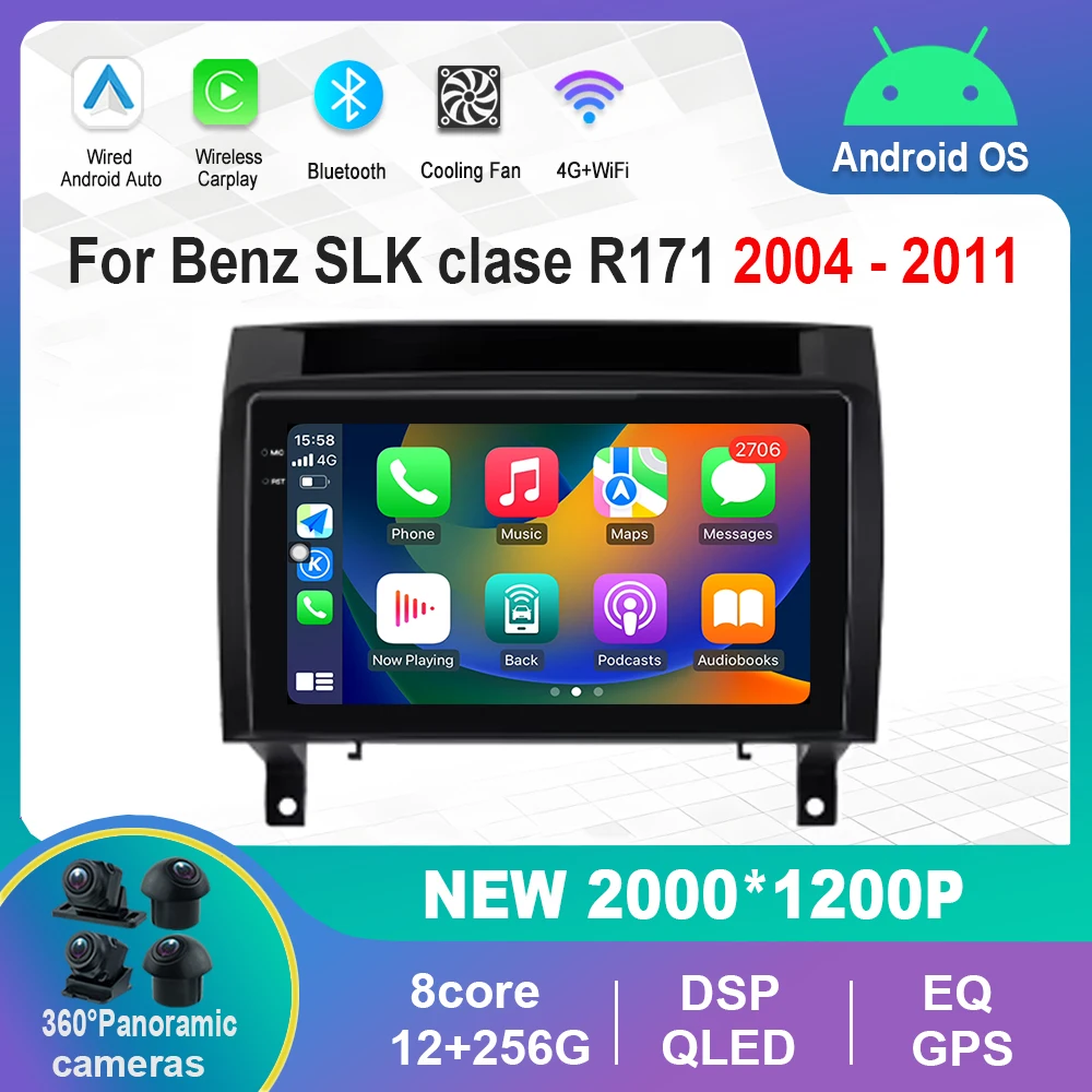 For Benz SLK clase R171 2004 - 2011 Car Radio Multimedia Player 9 inch Android OS GPS Navi 4G Carplay DSP Stereo WiFi Auto Tools