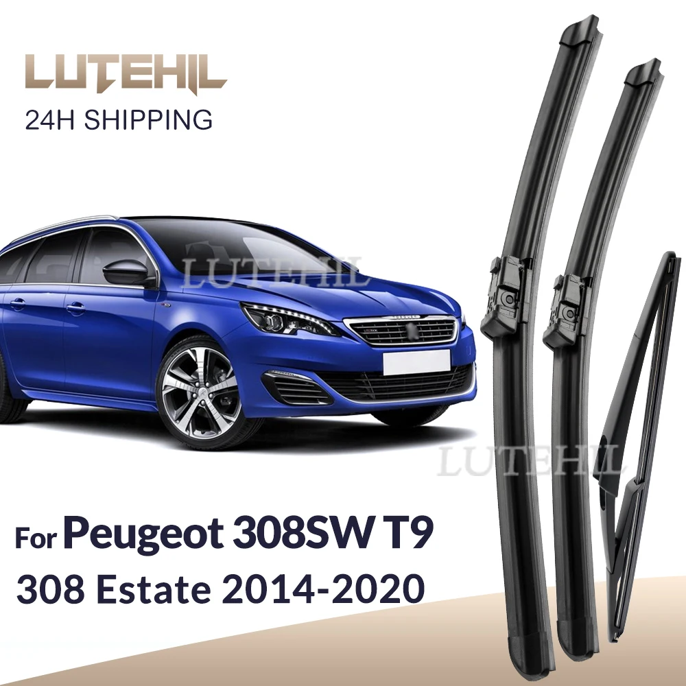 

For Peugeot 308SW T9 308 Estate 2014-2020 2015 Wiper Front & Rear Wiper Blades Windshield Windscreen Window Brushes 24"+18"+12"