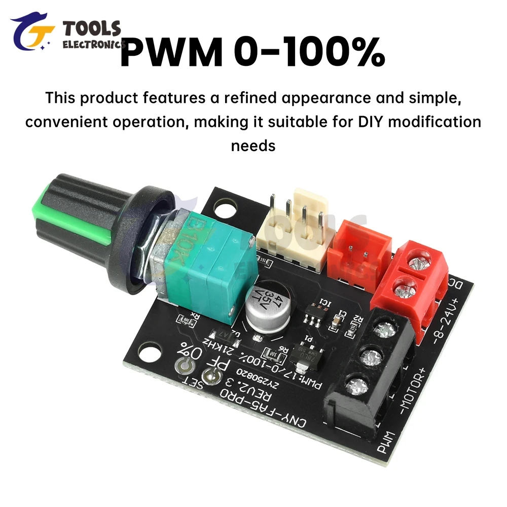 Velocidade violenta do ventilador DC 8-24V 5A de 4 fios ​ ​ Controlador DC Brushless Motor PWM Regulador de Velocidade Governador
