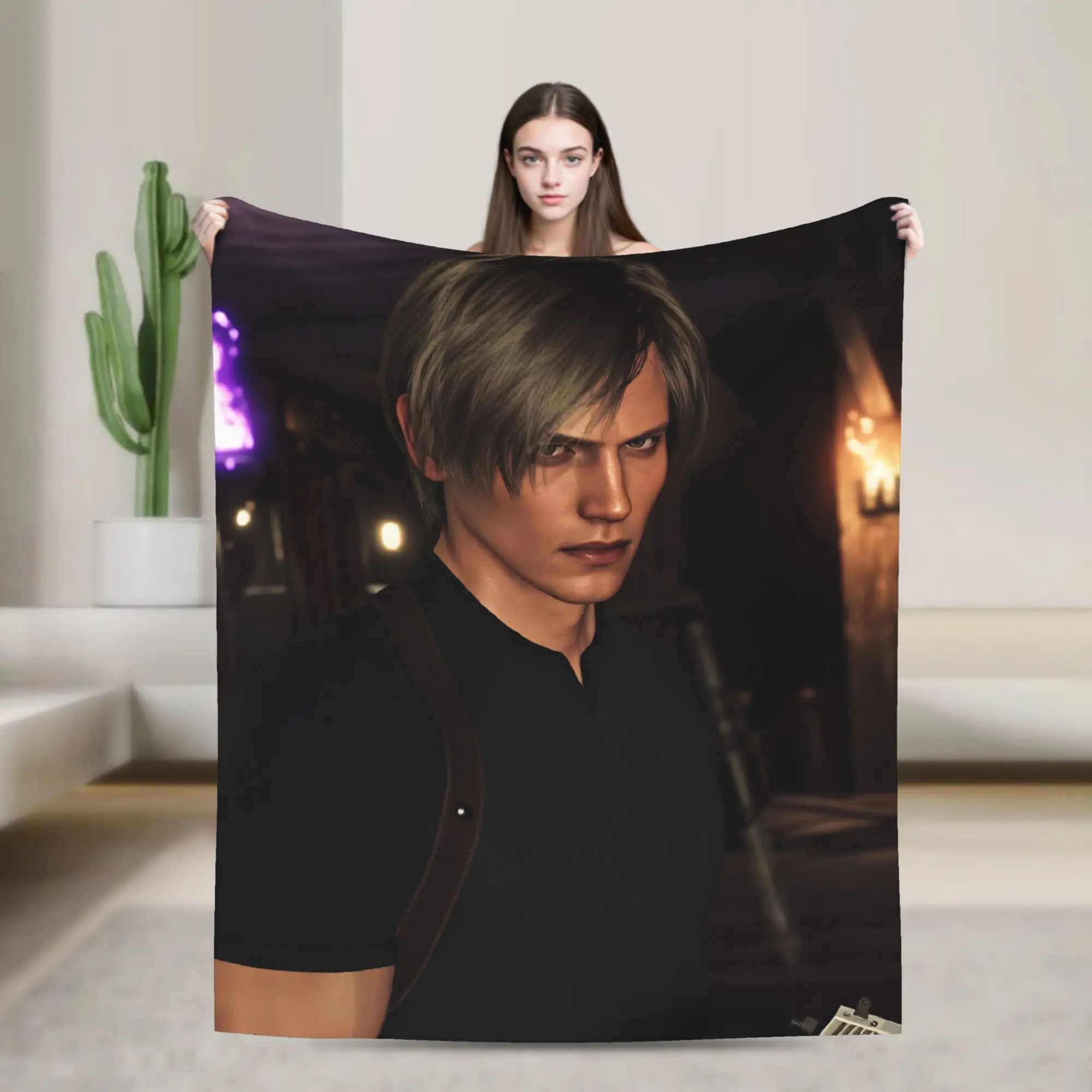 Leon Kennedy Bedding Throws Warm Cozy Funny Blanket  For Living Room Travel Car Flannel Bedspread Bed Cover