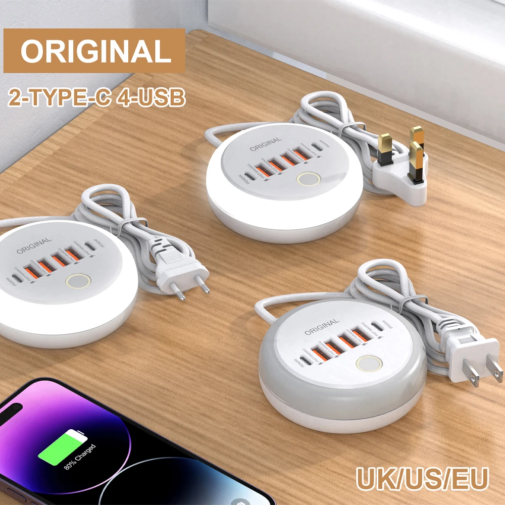 50W Multiport USB Charger PD Type C Fast Charging USB C Phone Charge Wall Charger USB Hub Adapter 6 Ports Travel Quick Chargers image 3
