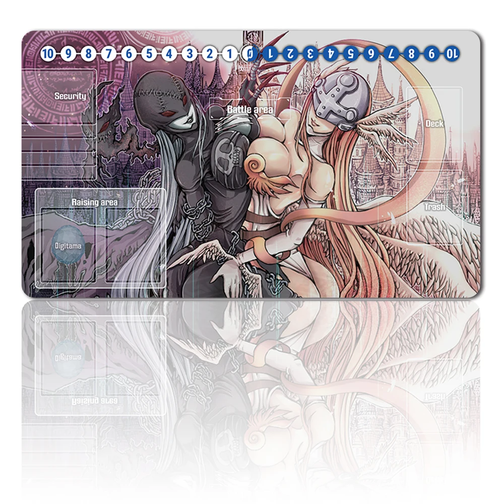 

Trading Card Game Digimon Playmat Table Mat Size 60X35 cm Free waterproof bag With Zones Compatible for Digimon TCG CCG RPG