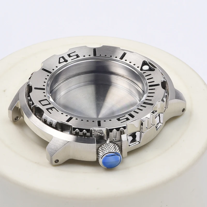 حافظة ساعة من الفولاذ المقاوم للصدأ حافظة ساعة غوص من زجاج الياقوت C3 مضيئة تناسب Seiko لساعة يد تعمل بالحركة الأوتوماتيكية NH35/NH36 mod