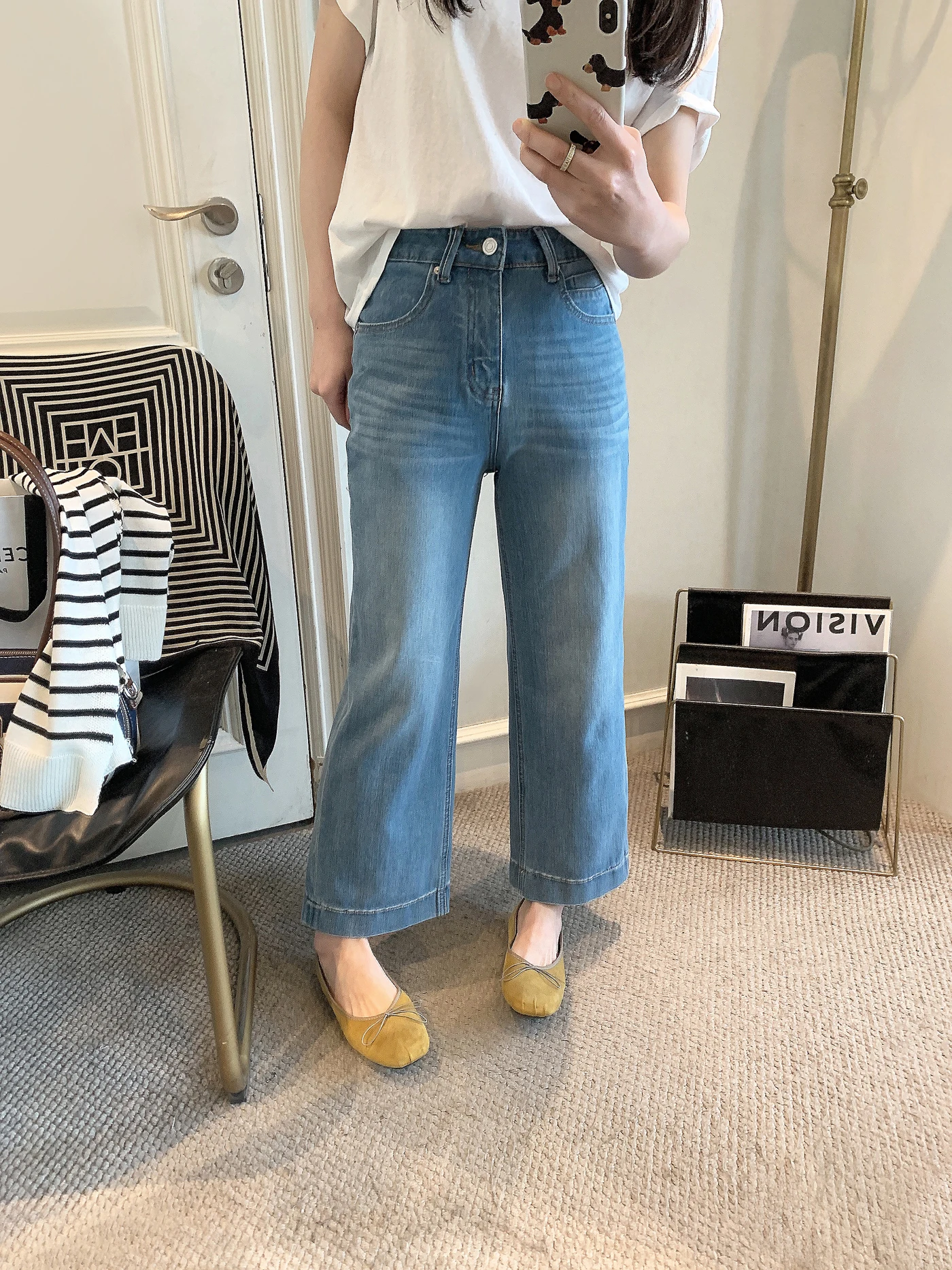 

Fashionable High-Waist Straight-Leg Women's Jeans Four-Way Stretch Korean Style Spring New Arrival Ladies Premium Denim