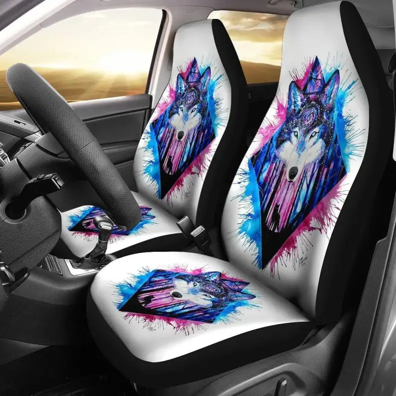 

2 front Magical Wolf, Car Seat Cover, 2 Front Seat Covers, Emo Goth Punk, Car Accessories, Floral, Car Covers, Gift For Her, Sea