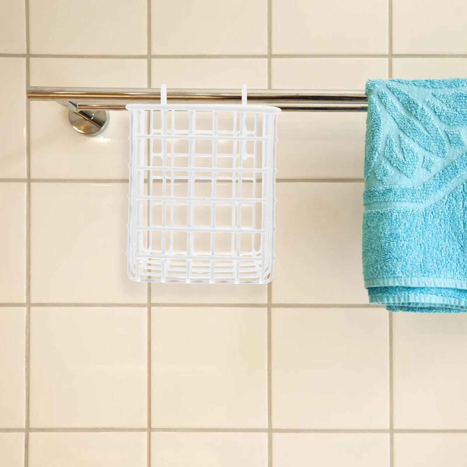 

Hanging Wire Iron Storage Rack For Kitchen Bathroom Over Cabinet Door Organizer Large Capacity Grid Basket Rust-Resistant