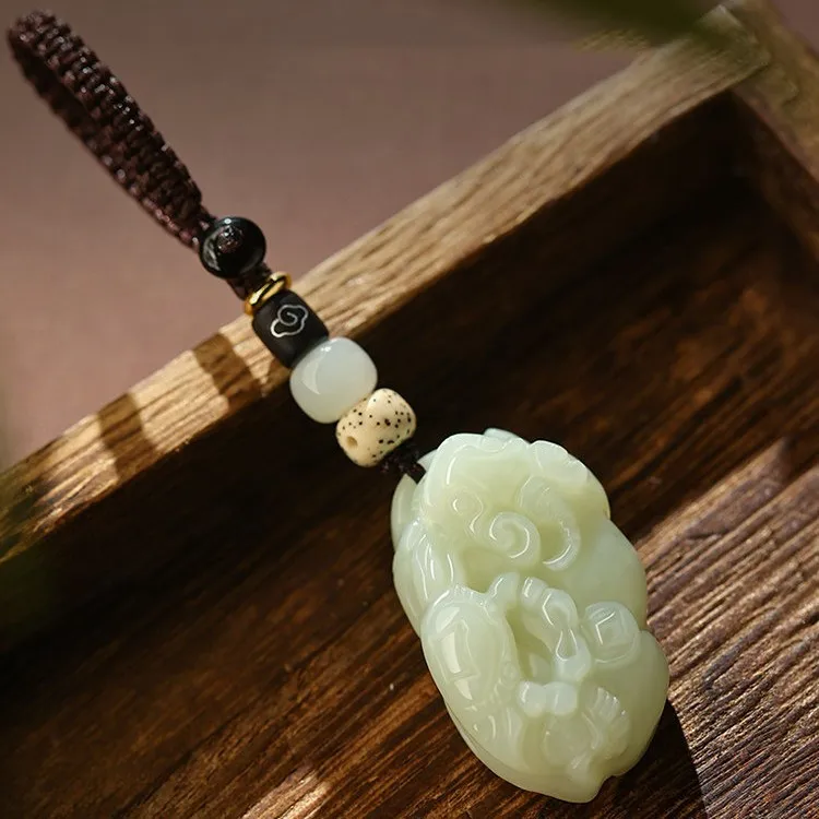 

Hetian Jade Pi Xiu Fortune Bead Car Keychain Pendant for Men Women Safe Lucky Charms 2026 Gifts