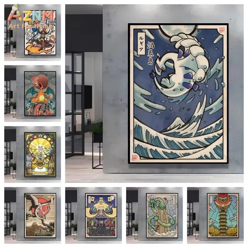 1PC ， Canvas Artwork Painting Pokemon Lugia Poster Cartoon Character Picture Modern Home Wall Decoration Birthday Gifts