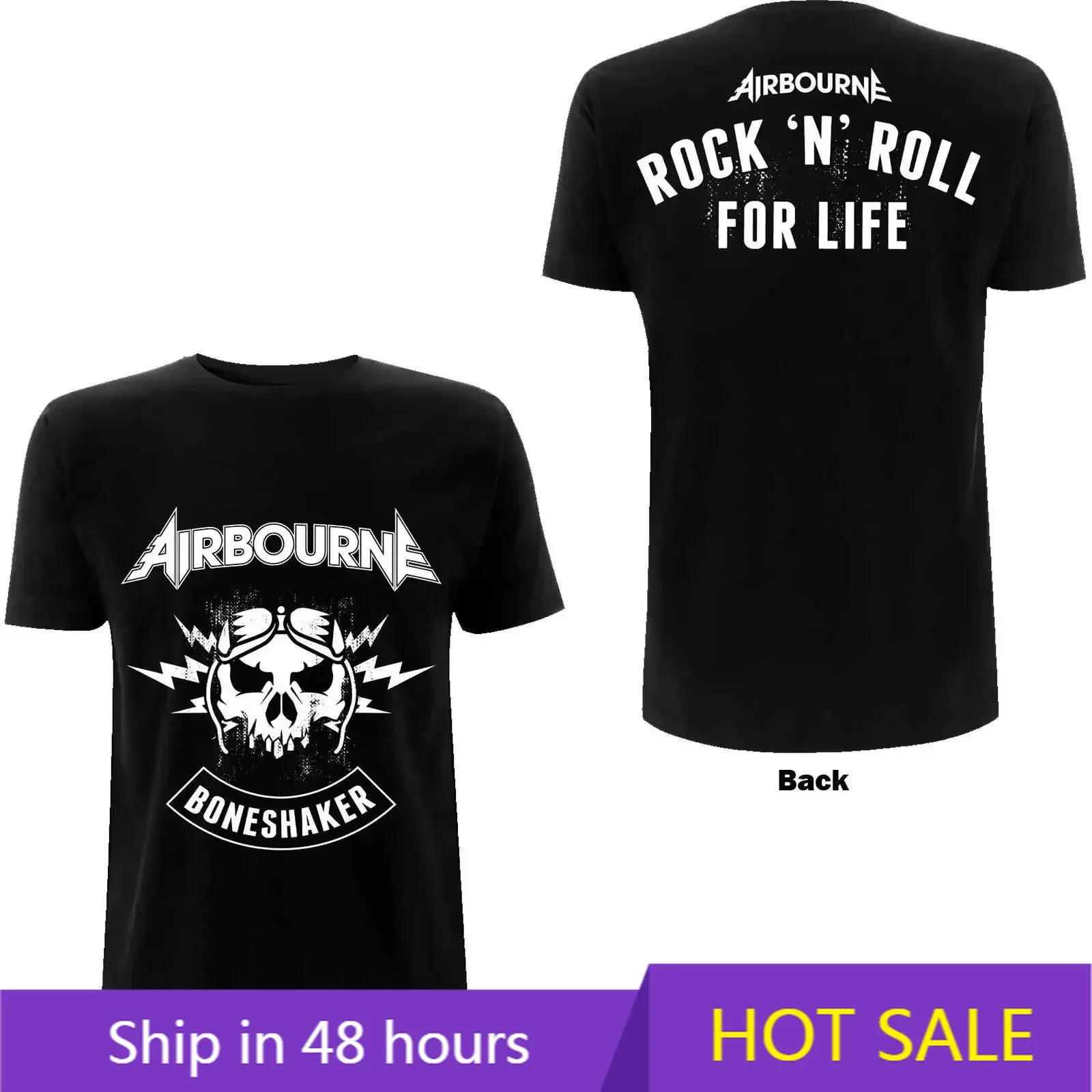 

Airbourne Official Unisex T- Shirt - Official R 'N' R Boneshaker - Black Cotton