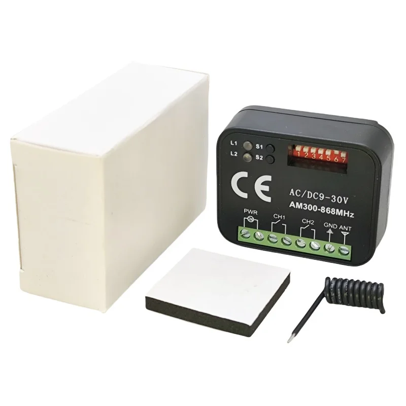 Universal AC DC 12-24V, 2 canales, receptor, controlador  AC/DC9-30V 300-868MHz 433MHz