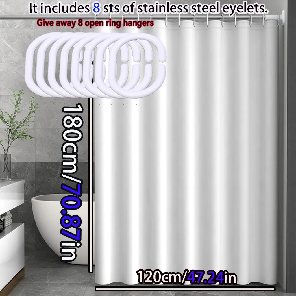 Modern Simple Pure White Shower Curtain PEVA Material Is Easy to Clean Suitable for Bathroom Privacy and Decoration