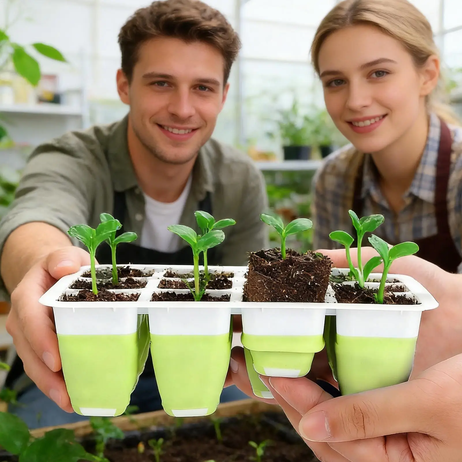 12 Cells Seedling Starter Tray Kit Adjustable Humidity Nursery Planting Box for Garden Home Greenhouse Plants Clone Seed Potting