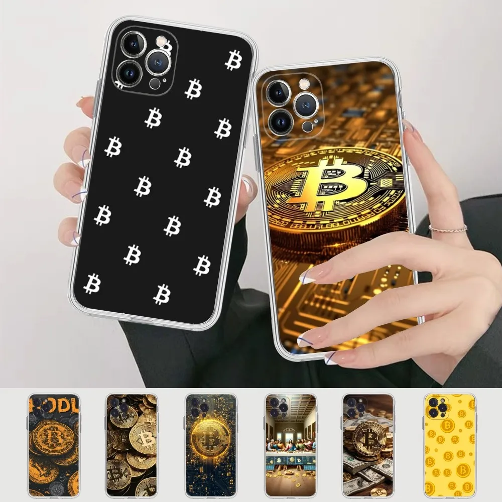 B-Bitcoin-N Pattern Phone Case Silicone Soft For Iphone 16 15 14 13 12 11 Pro Mini XS MAX Plus X Cover