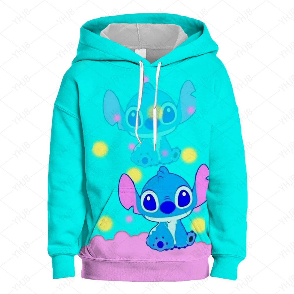 Stitch Children Girl Boy Hoodies Disney Little Monster Kids Pullover Anime Cartoons Casual Clothes Kid Kawaii Tops Sweatshirts