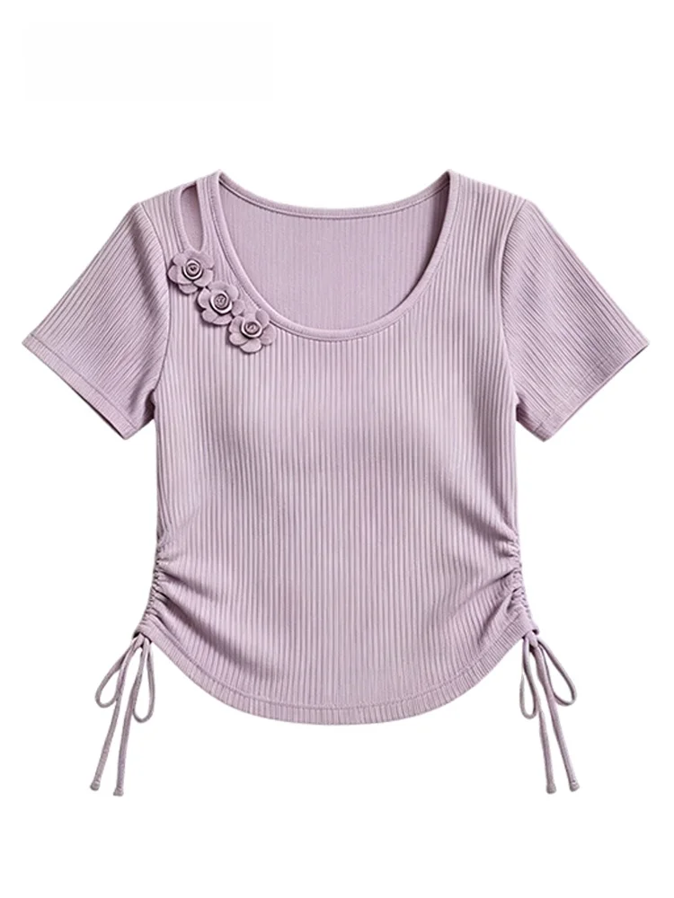 

Cara CLUB plus Size Short Sleeve T-Shirt Women's Summer New Casual Fashion Versatile Shoulder round Neck Top for Plump Sister