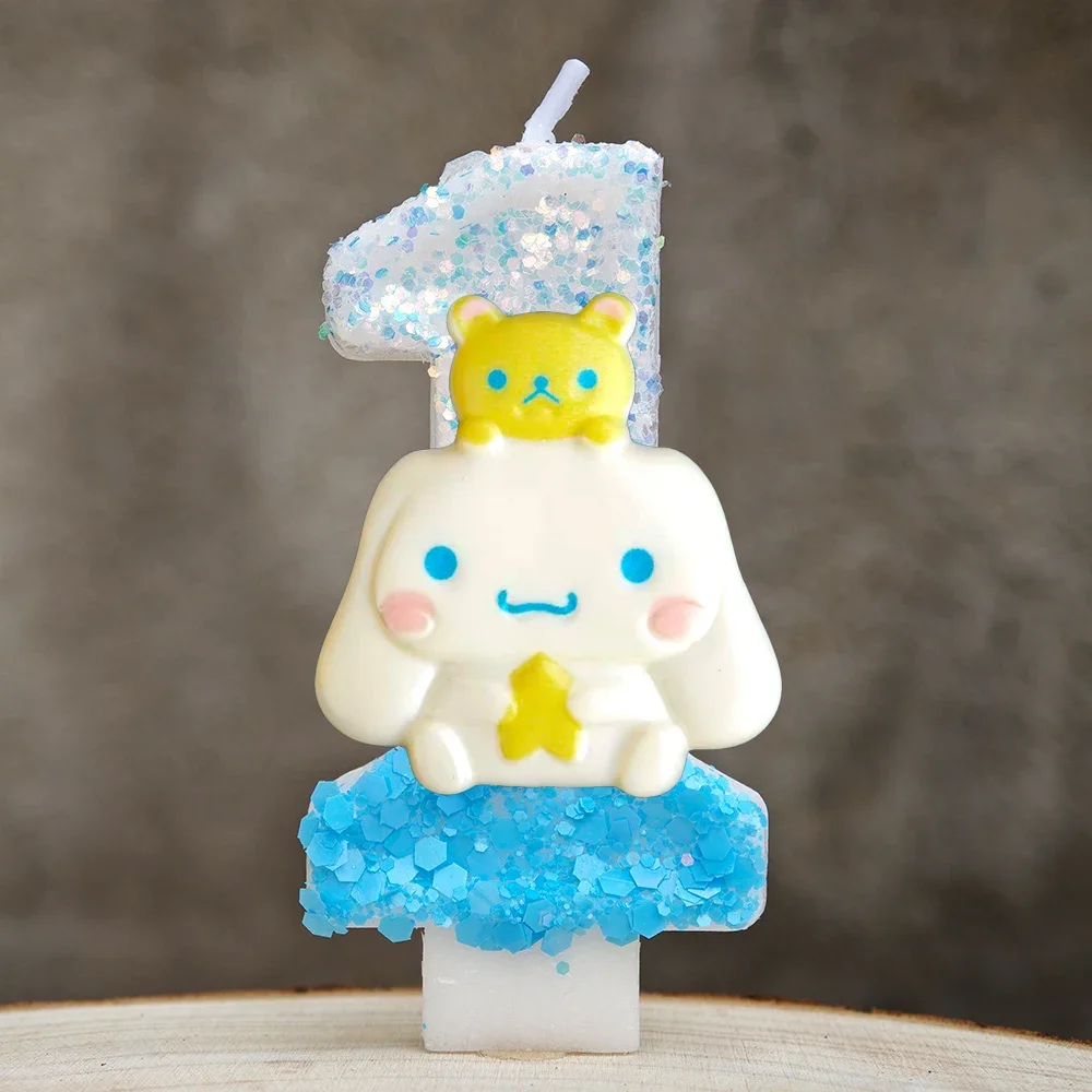 Kawaii Cinnamoroll Cartoon-Themen Glitzerkerze Kinder Geburtstagskerze Dekorationen Tortendekoration Baby-Shower Party-Zubehör – Detail 13