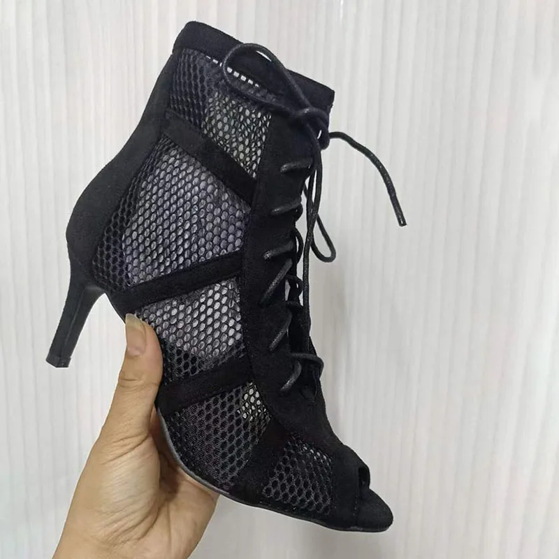 Black Sexy Lace Up Cross-tied Women Shoes Comfort High Quality Thin Heels Open Toe Dancing Sandals Ankle Strap Hollow Out Pumps